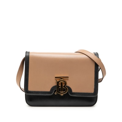 バーバリー TBロゴ 斜め掛け ショルダーバッグ ブラウン ブラック レザー レディース BURBERRY 【中古】