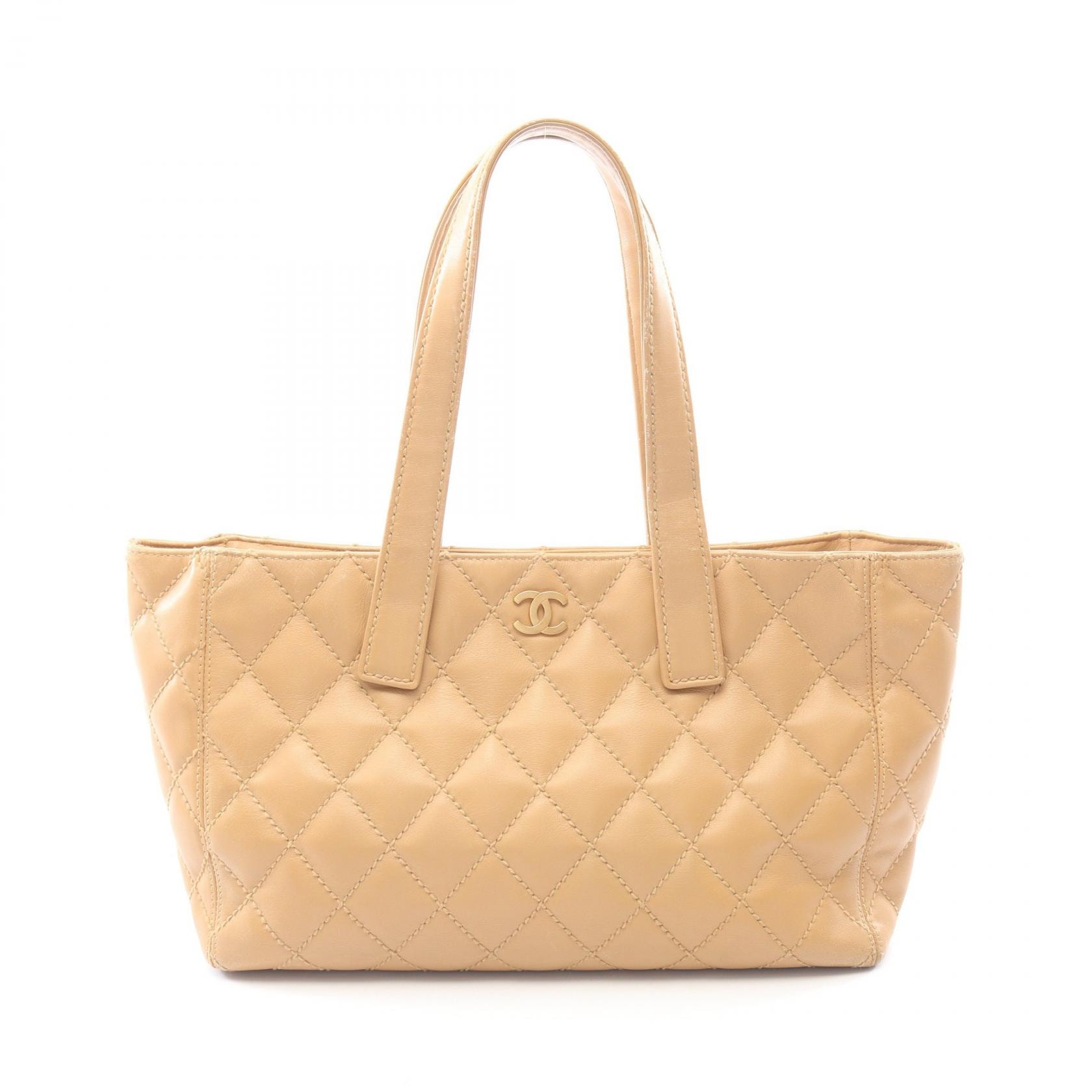 シャネル CHANEL ワイルドステッチ トートバッグ バッグ レザー レディース ベージュ系 【中古】
