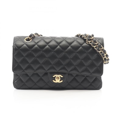 シャネル CHANEL マトラッセ Wフラップ ショルダーバッグ バッグ キャビアスキン(グレインドカーフ) レディース ブラック系 【中古】