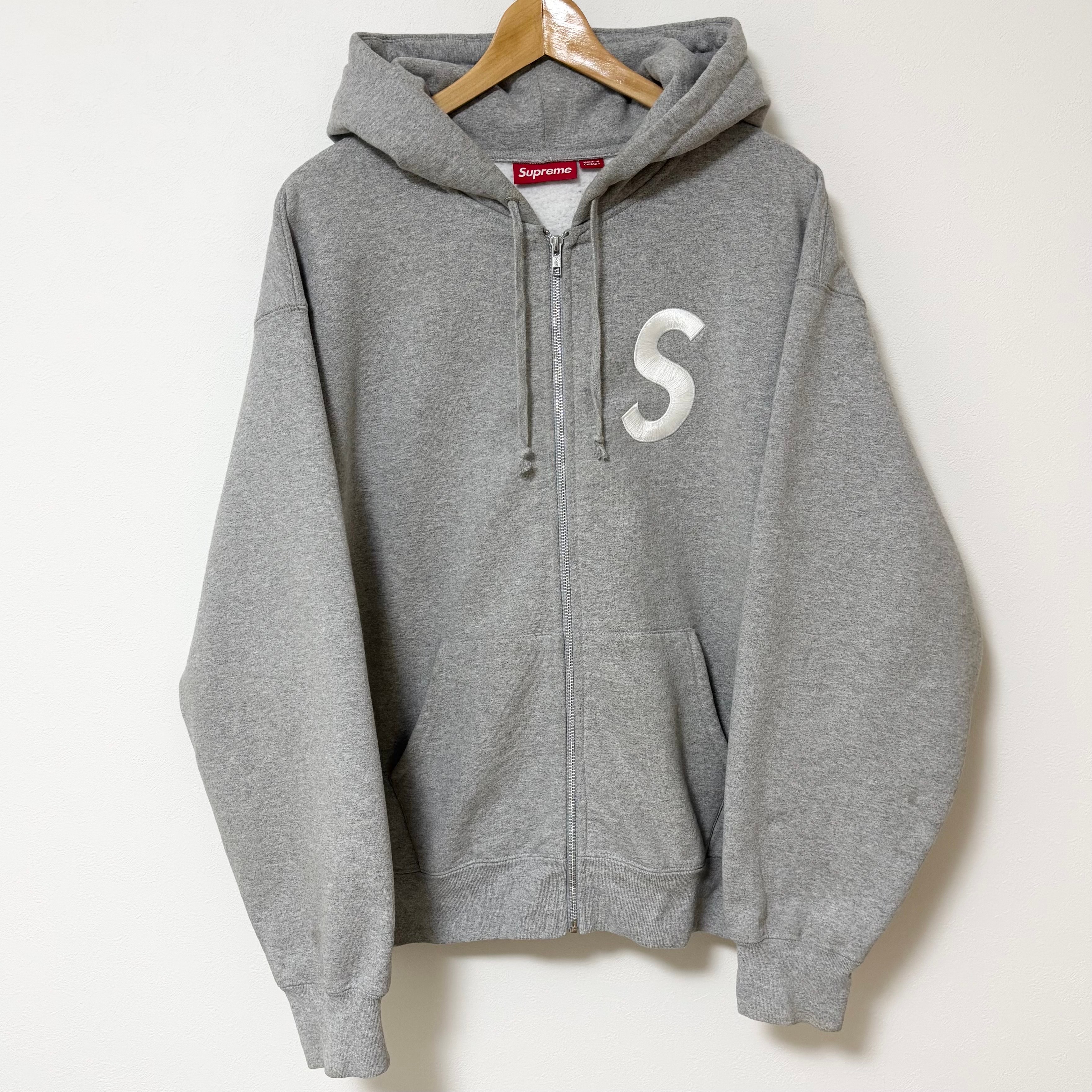 Supreme S Logo Zip Up Hooded Sweatshirt (25FW) "Heather Grey"