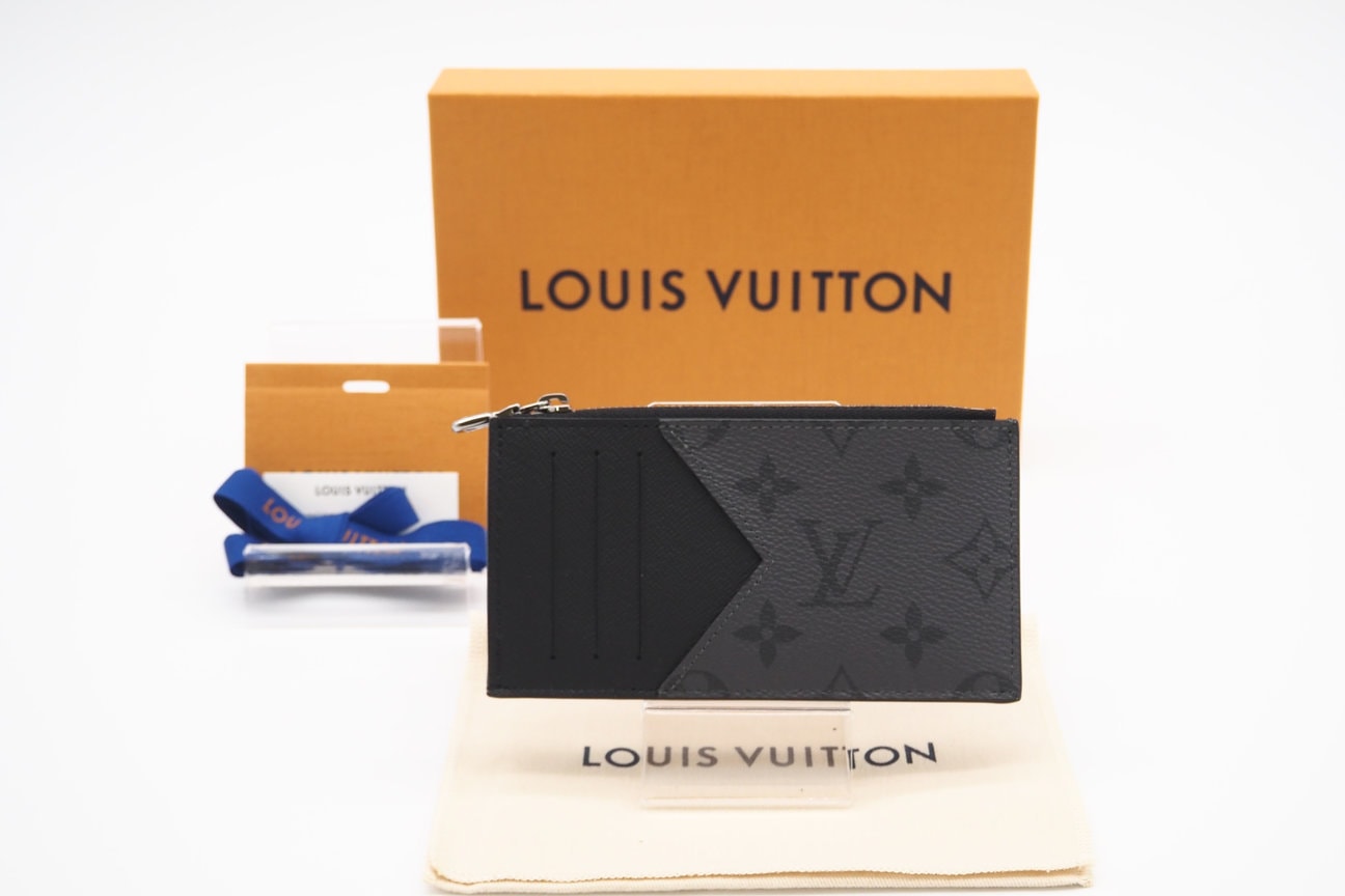 極美品 LOUIS VUITTON ルイ・ヴィトン エクリプス リバース コインカード ホルダー M69533 コインケース グレー ブラック コーティングキャンバス メンズ