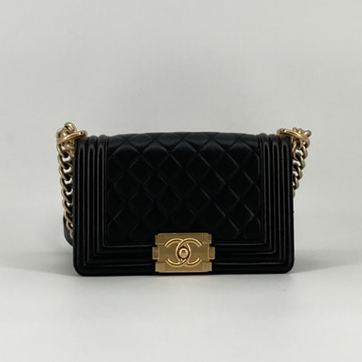 CHANEL(シャネル) ボーイシャネル スモール 24番台 チェーンショルダー グレインカーフレザー A67085 ショルダーバッグ ブラック
