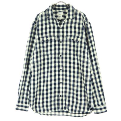 GAP ギャップ チェック柄 長袖 コットンシャツ M ネイビー系