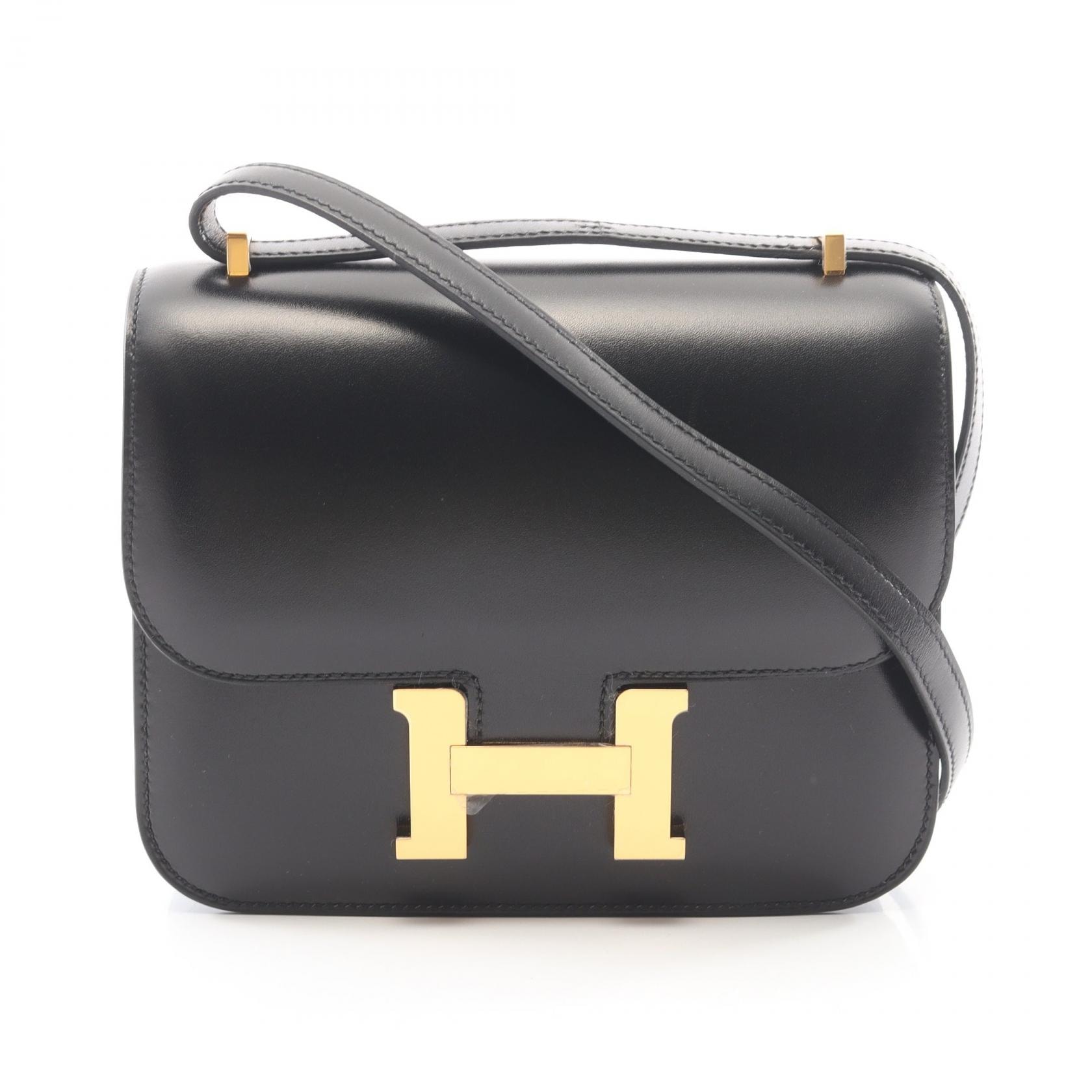 エルメス HERMES コンスタンス3 ミニ ショルダーバッグ バッグ カーフ(牛革) ボックスカーフ W刻印(2024年製造) レディース ブラック系 【中古】