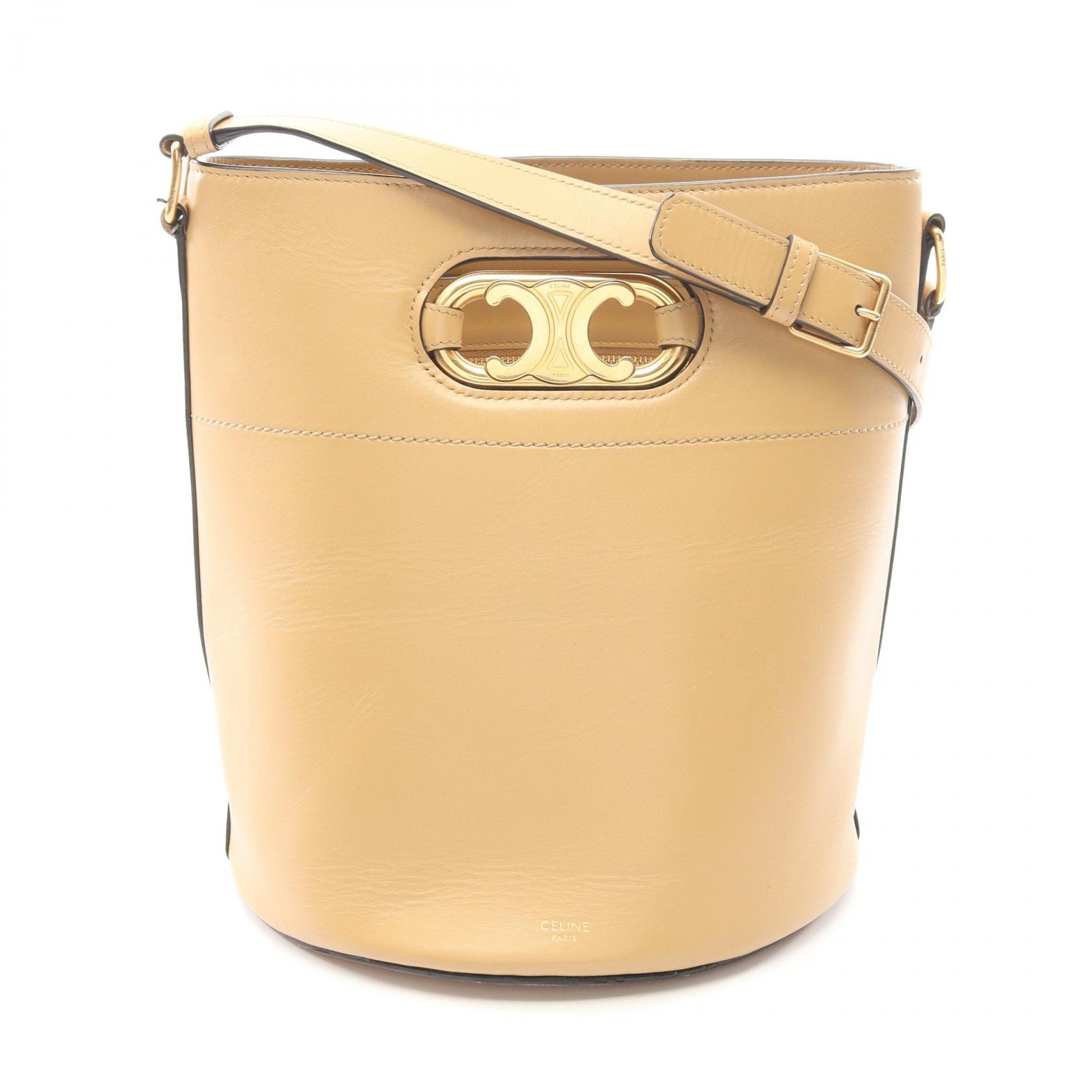 セリーヌ CELINE マイヨン トリオンフ バケットバッグ ショルダーバッグ バッグ レザー レディース ベージュ系 【中古】