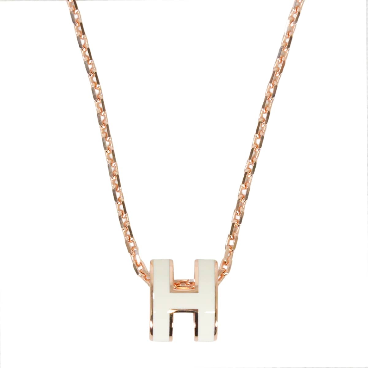 HERMES エルメス ネックレス ミニ ポップアッシュ ペンダント 白 (ホワイト) ローズゴールドプレーテッド/ラッカー 新品