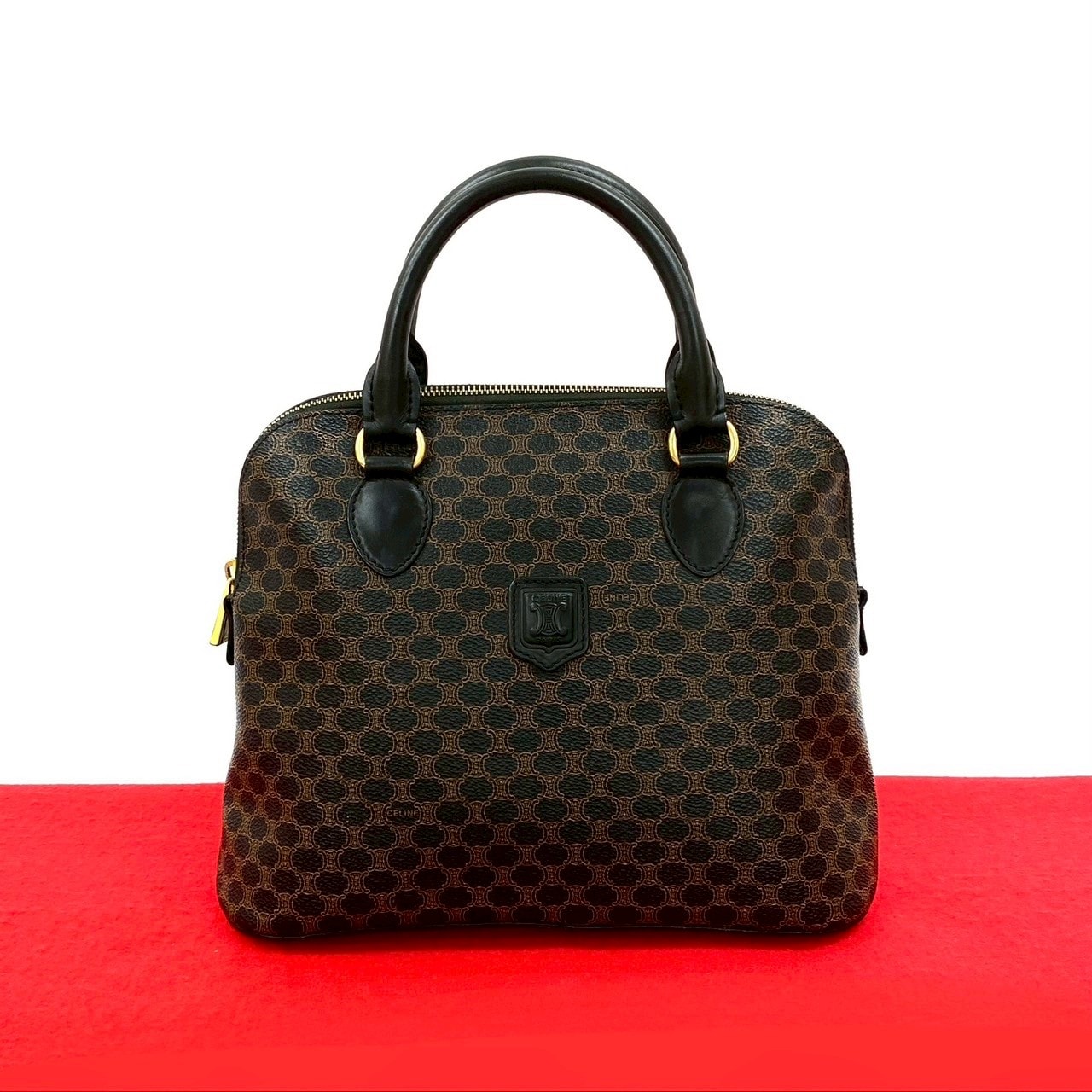 CELINE セリーヌ マカダム ブラゾン トリオンフ 柄 レザー PVC ハンドバッグ ブラック
23005