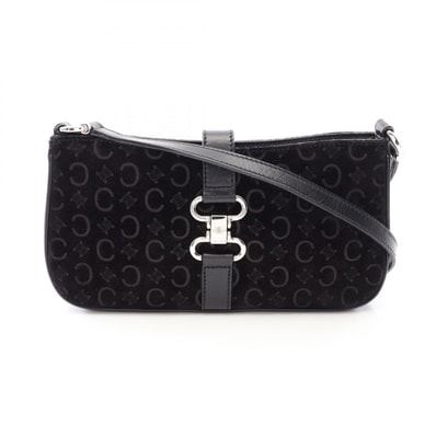 セリーヌ CELINE Cマカダム アクセサリーポーチ ショルダーバッグ バッグ スウェード レザー レディース ブラック系 【中古】