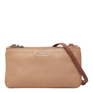 ミュウ ミュウ チェーン ショルダーバッグ ピンク シルバー レザー メタル レディース Miu Miu 中古
