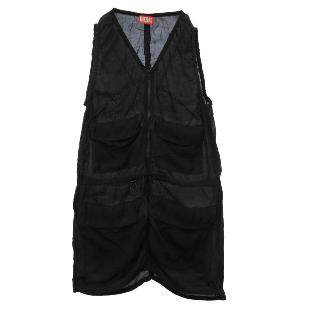 DIESEL ディーゼル A194180LHBA D-RESDEN スリーブレス カーゴ ドレス ノースリーブ ワンピース ブラック系 38【中古】