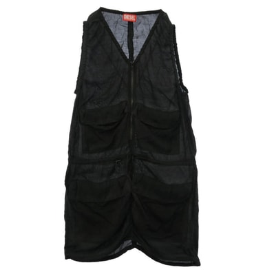 DIESEL ディーゼル A194180LHBA D-RESDEN スリーブレス カーゴ ドレス ノースリーブ ワンピース ブラック系 38【中古】