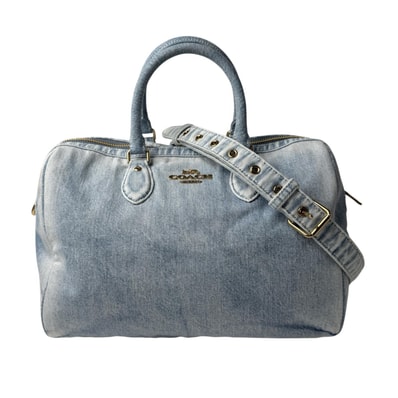 美品 コーチ COACH ローアン ラージ サッチェル バッグ・ラブド デニム CDY75 2way ショルダーバッグ ハンドバッグ 斜めがけ クロスボディ レディース