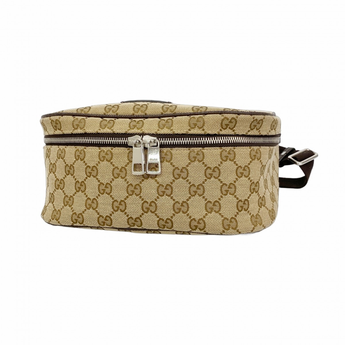 【6dc2590】グッチ ウエストバッグ GGキャンバス 630915 キャンバス ベージュ ブラウン シルバー金具【中古】メンズ