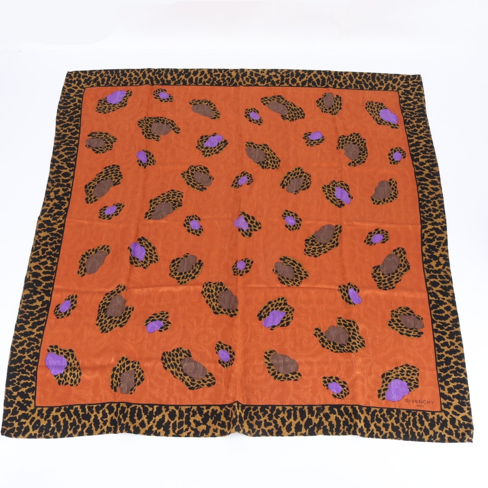 ■美品 ジバンシー シルク レオパード柄 アニマルスカーフ