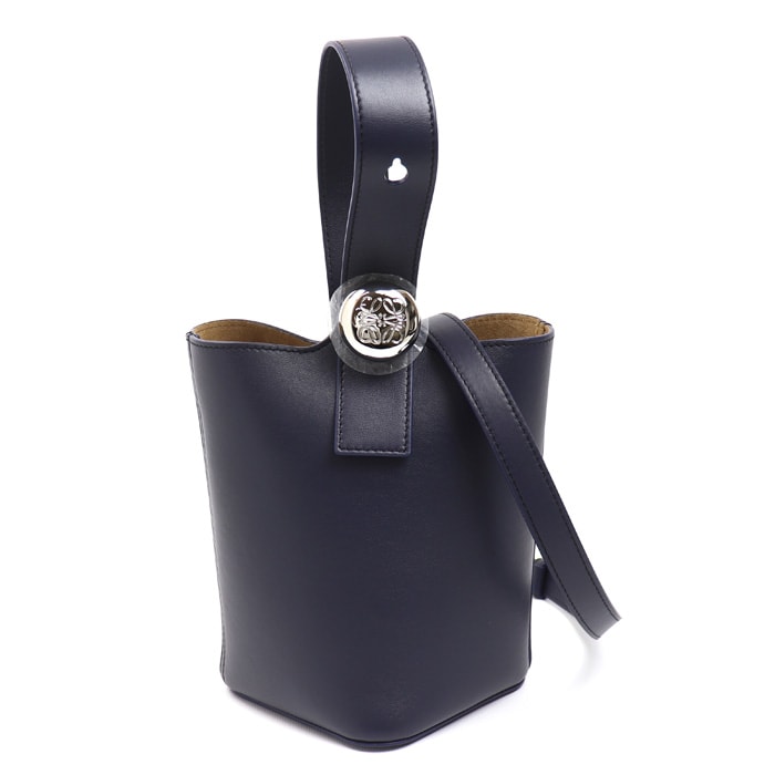 LOEWE ロエベ ぺブル バケットバッグ ミニ 2Wayショルダーバッグ ネイビー AANBBBMX01  レディース【中古】【極美品】