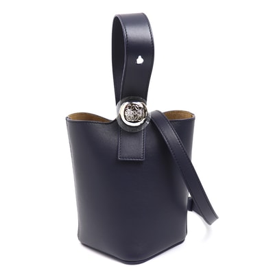 LOEWE ロエベ ぺブル バケットバッグ ミニ 2Wayショルダーバッグ ネイビー AANBBBMX01 レディース【中古】【極美品】