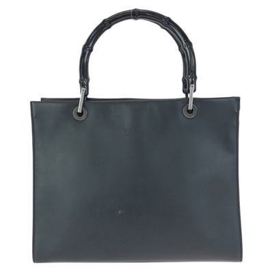 GUCCI グッチ バンブー ブラック 黒 ガンメタ金具 スムースレザー トートバッグ ハンドバッグ 603216 【中古】