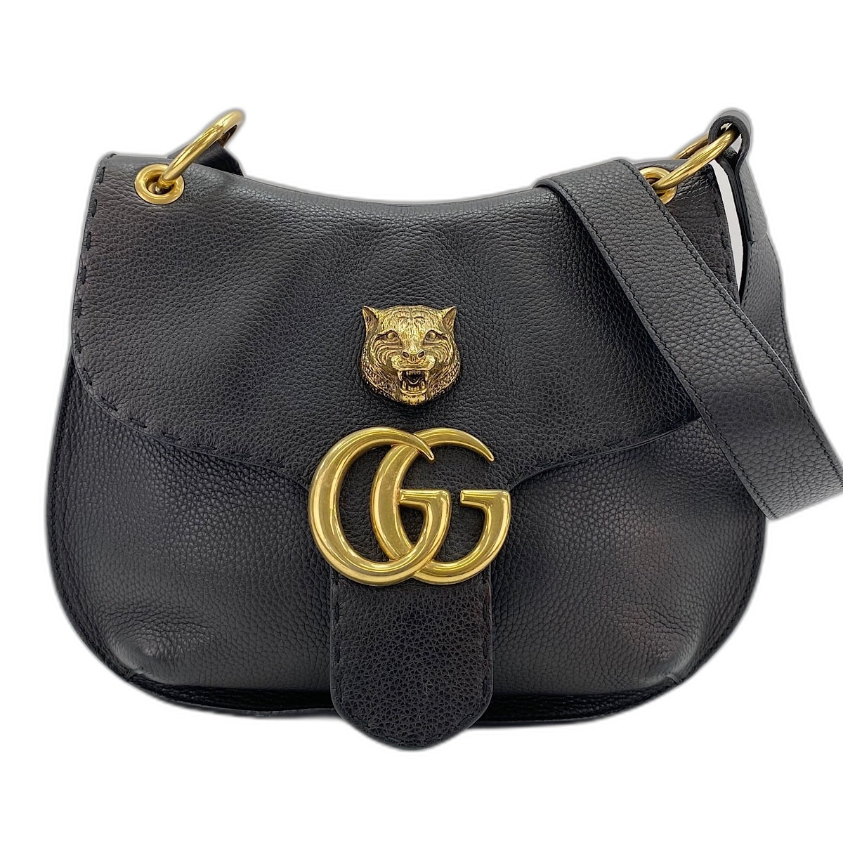 グッチ GUCCI GGマーモント タイガーヘッド ショルダーバッグ レザー【中古】