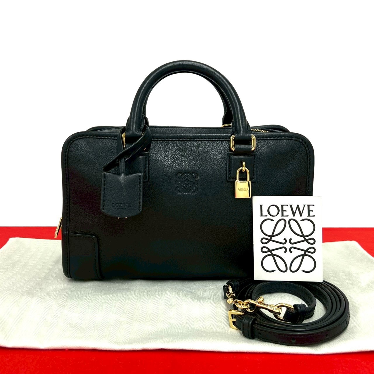 LOEWE ロエベ アマソナ 23 アナグラム ロゴ レザー ショルダーバッグ ブラック
 90903