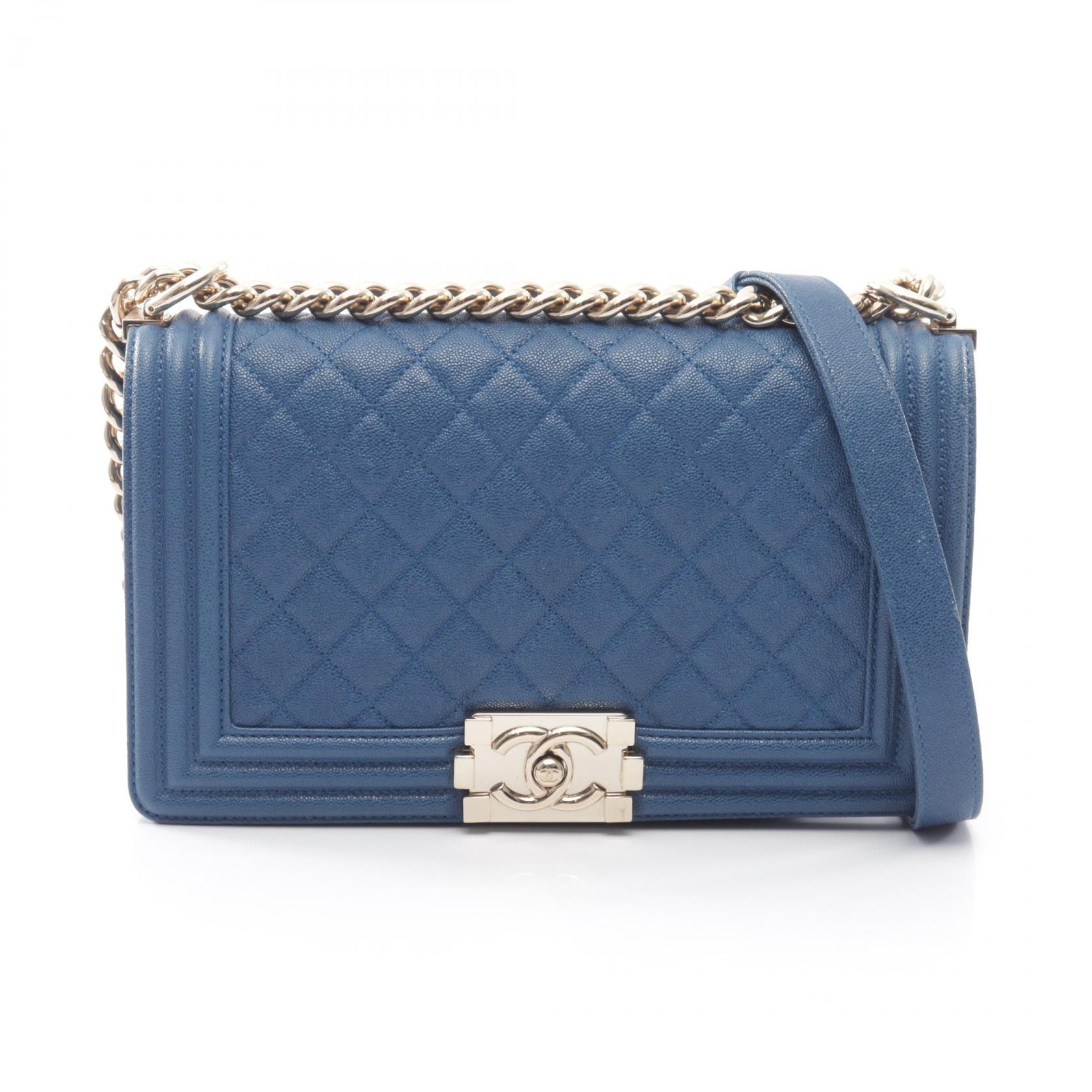 シャネル CHANEL ボーイシャネル ショルダーバッグ バッグ キャビアスキン(グレインドカーフ) レディース ブルー系 A67086 【中古】