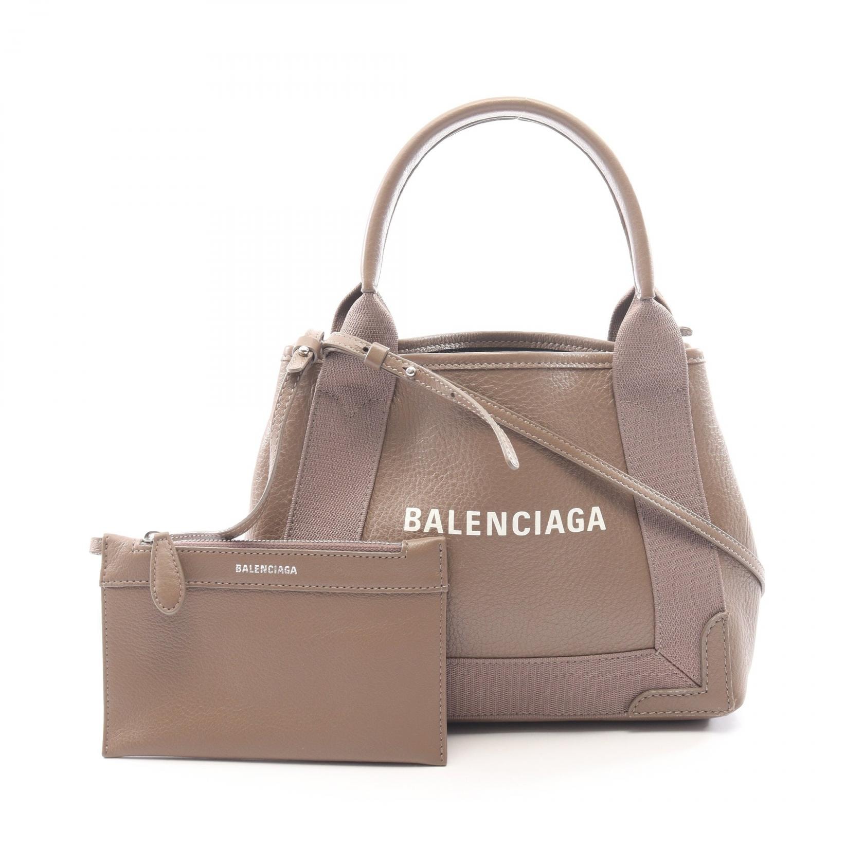 バレンシアガ BALENCIAGA ネイビーカバ XS 2WAY ハンドバッグ バッグ レザー レディース グレー系 【中古】