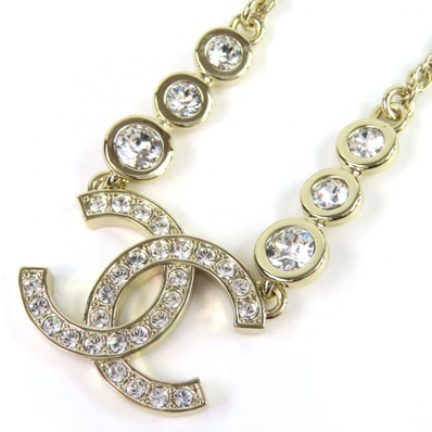 極美品 シャネル ココマーク ラインストーン チェーン ネックレス B25S