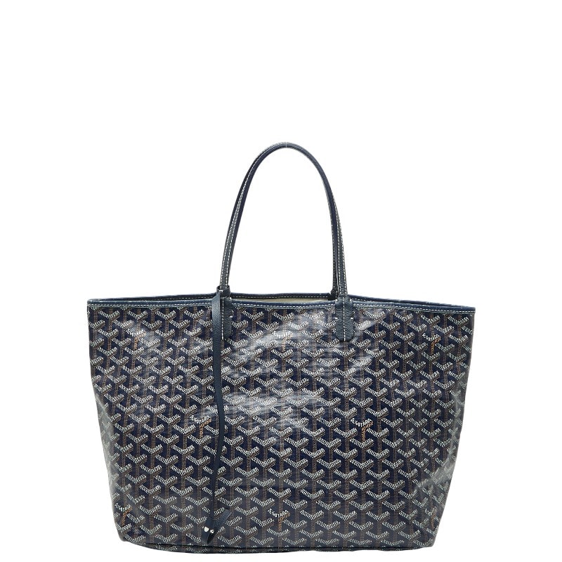 ゴヤール サンルイPM トートバッグ ハンドバッグ ショルダーバッグ ネイビー PVC レザー レディース GOYARD 【中古】