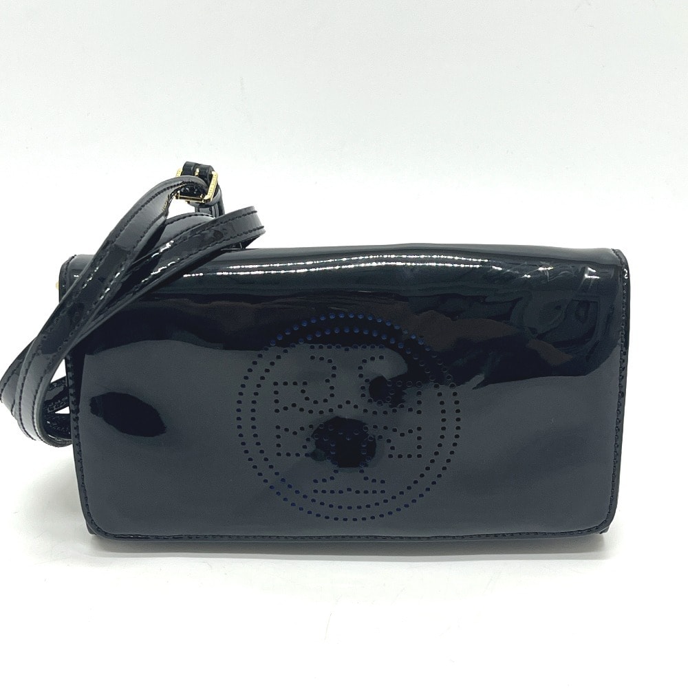 トリーバーチ Tory Burch パンチングロゴ ポシェット カバン バッグ ショルダーバッグ エナメル ブラック