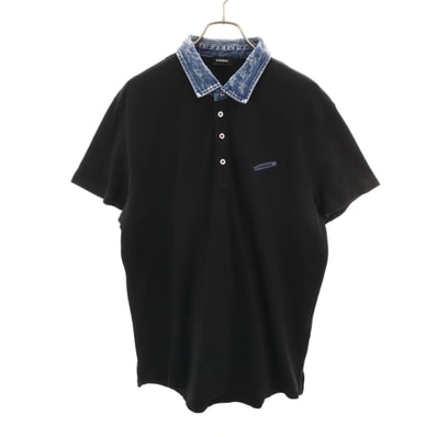 DIESEL ディーゼル 半袖 襟デニム ポロシャツ XXL ブラック