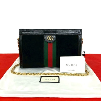 GUCCI グッチ オフィディア シェリーライン GG ロゴ 金具 スウェード パテントレザー ショルダーバッグ ブラック
88048