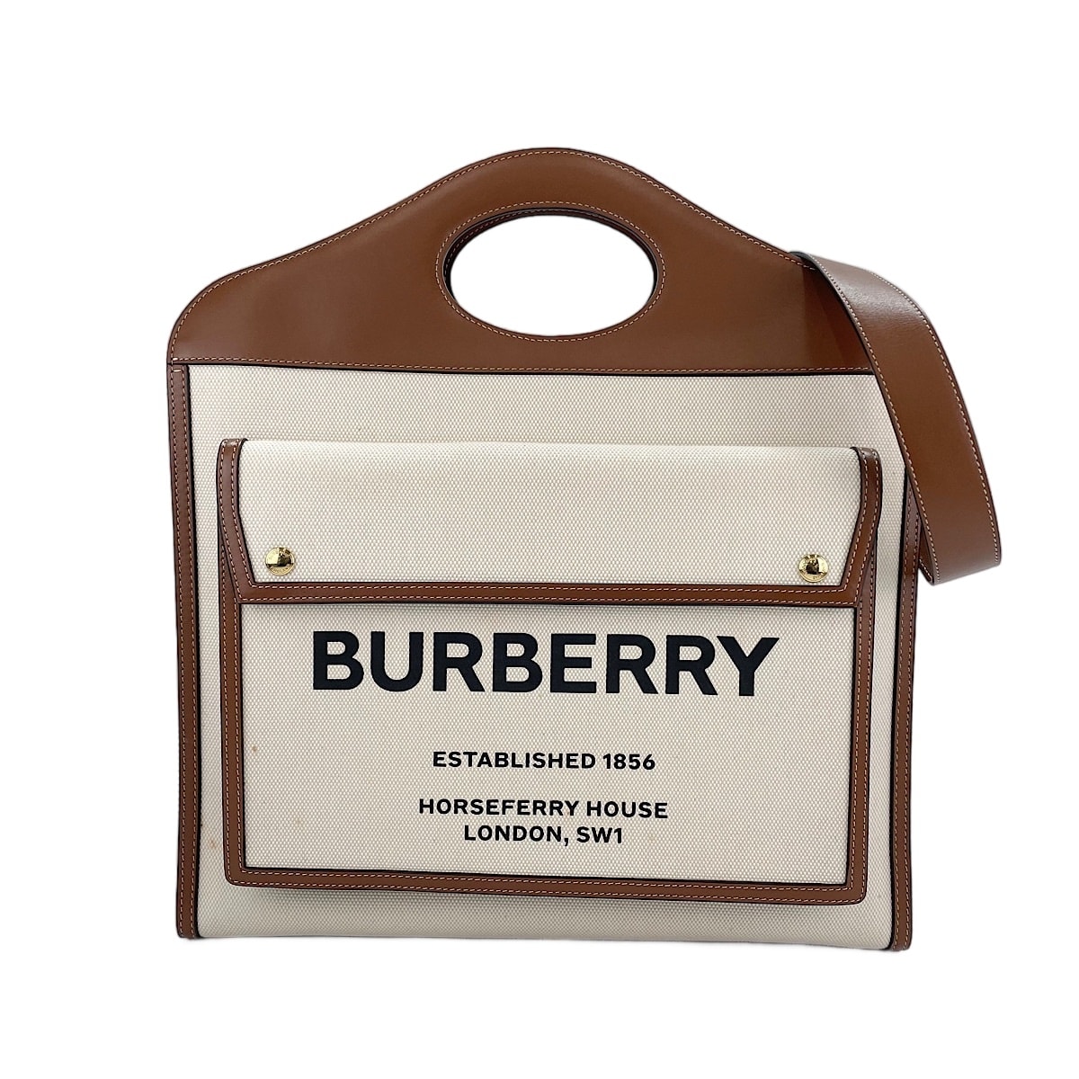 バーバリー BURBERRY キャンバス ミニポケット 2WAY トートバッグ【中古】