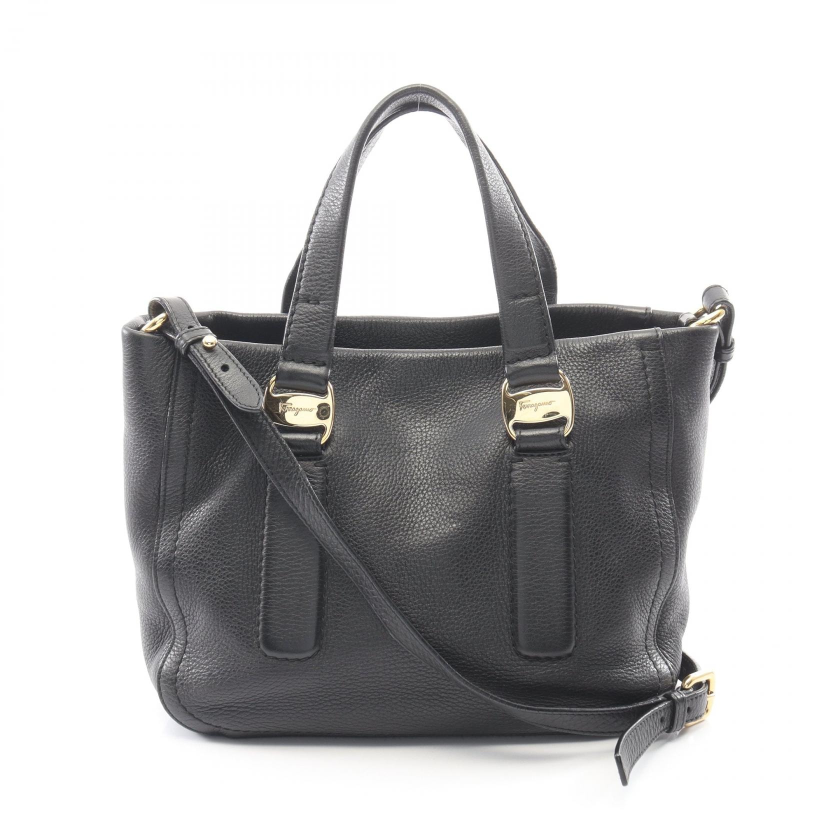 サルヴァトーレフェラガモ Salvatore Ferragamo ガンチーニ 2WAY ハンドバッグ バッグ レザー レディース ブラック系 GG-21D778 【中古】