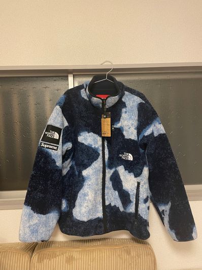 Supreme x The North Face Bleached Denim Print Fleece Jacket "Indigo"
