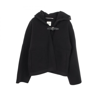 エルメス HERMES アルビオン Hパッサン フード付き 衣料品 アウター カシミヤ レディース ブラック系 6E0121DA 【中古】