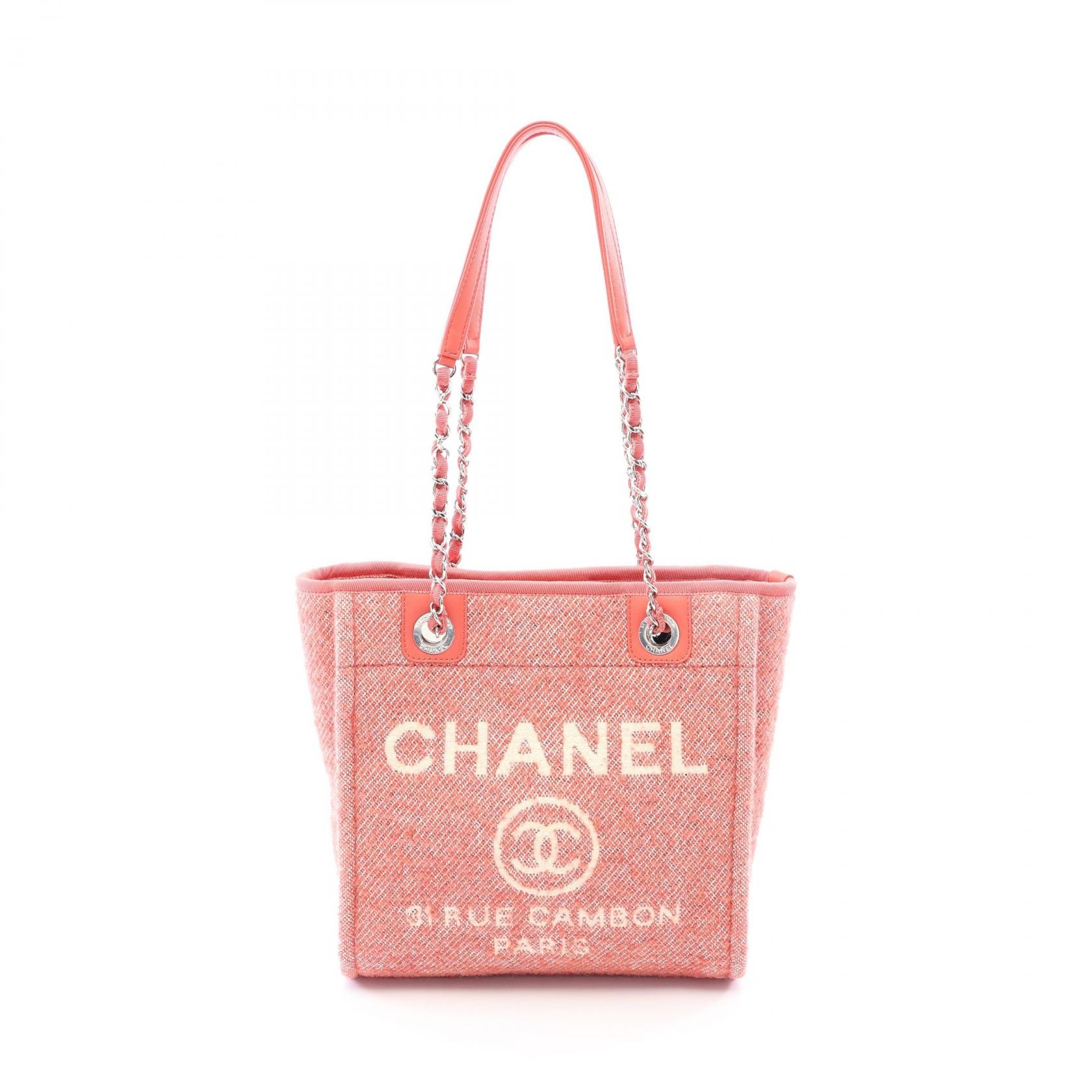 シャネル CHANEL ドーヴィルPM トートバッグ バッグ キャンバス レザー レディース ピンク系 A66939 【中古】