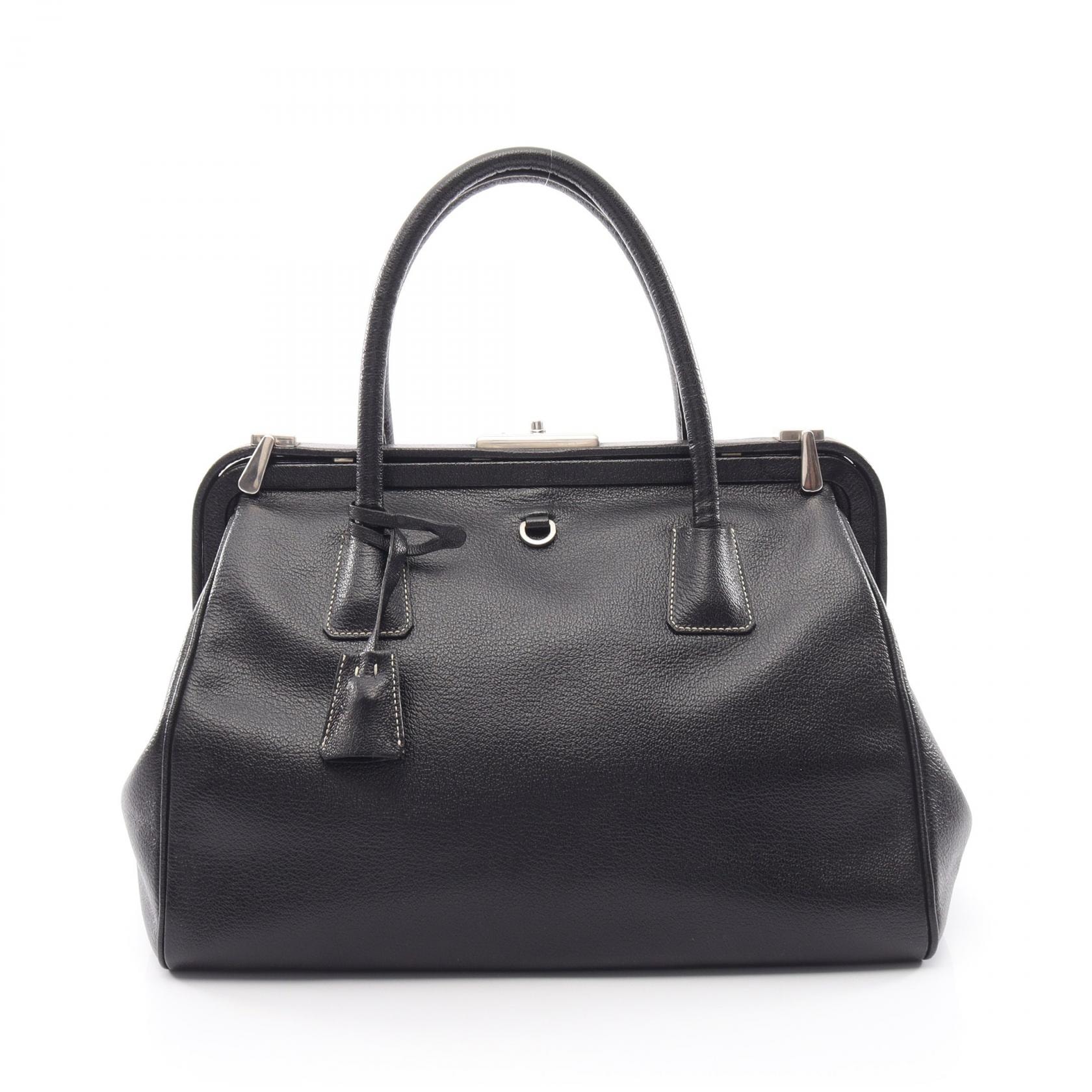 プラダ PRADA ドクターズバッグ ハンドバッグ バッグ レザー レディース ブラック系 【中古】