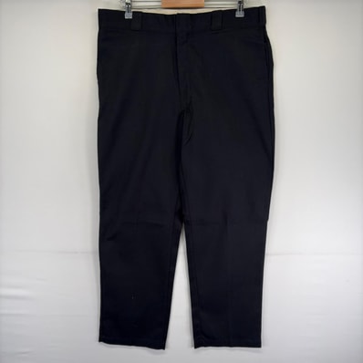 古着 ディッキーズ Dickies パンツ 874 FLEX ワークパンツ 作業着 ワンポイントロゴ ジッパーフライ W38 L32 ブラック系 メンズ