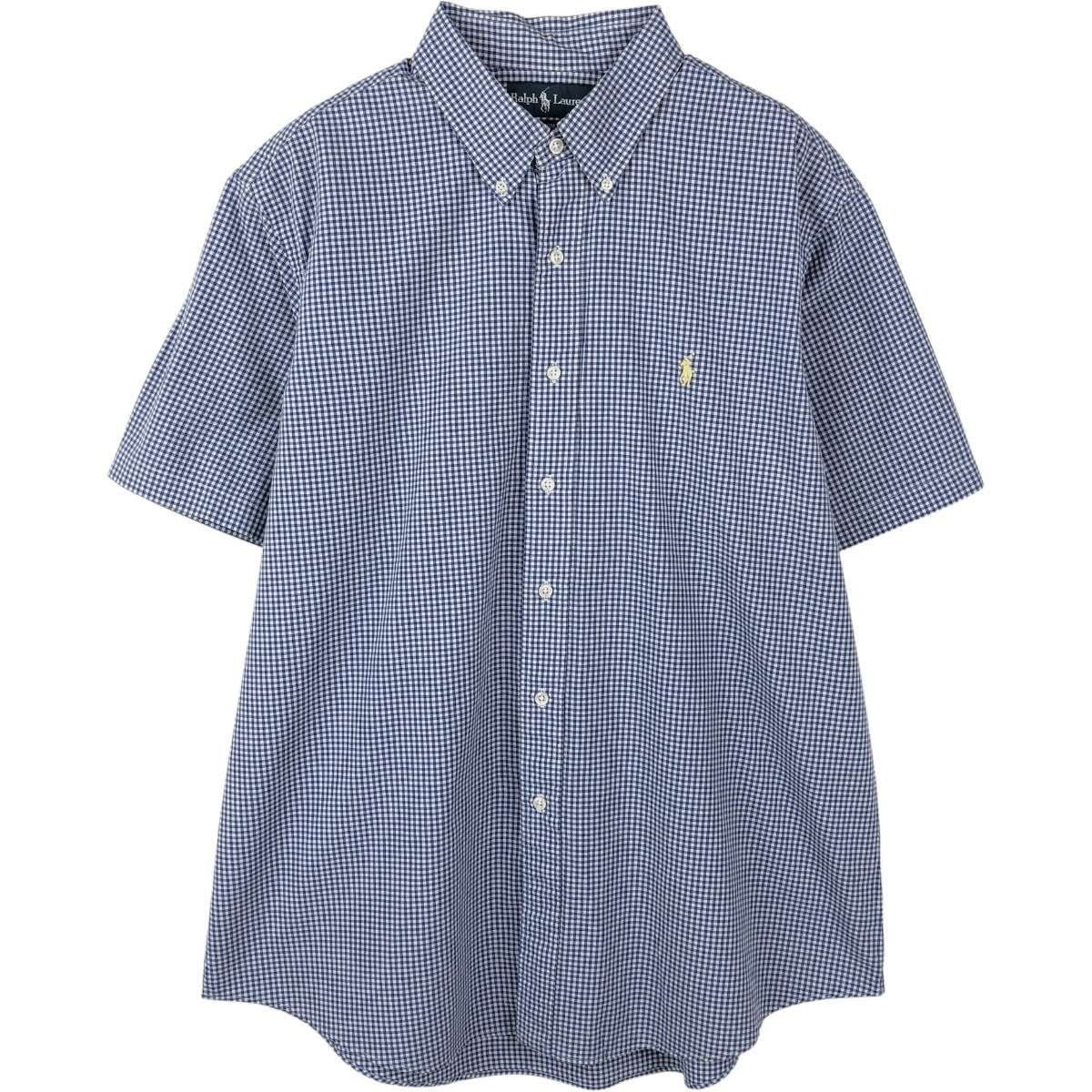 古着 ラルフローレン Ralph Lauren CUSTOM FIT ギンガムチェック 半袖 ボタンダウン チェックシャツ メンズXL相当/eaa665039