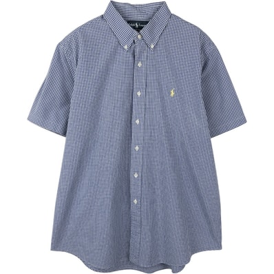 古着 ラルフローレン Ralph Lauren CUSTOM FIT ギンガムチェック 半袖 ボタンダウン チェックシャツ メンズXL相当/eaa665039