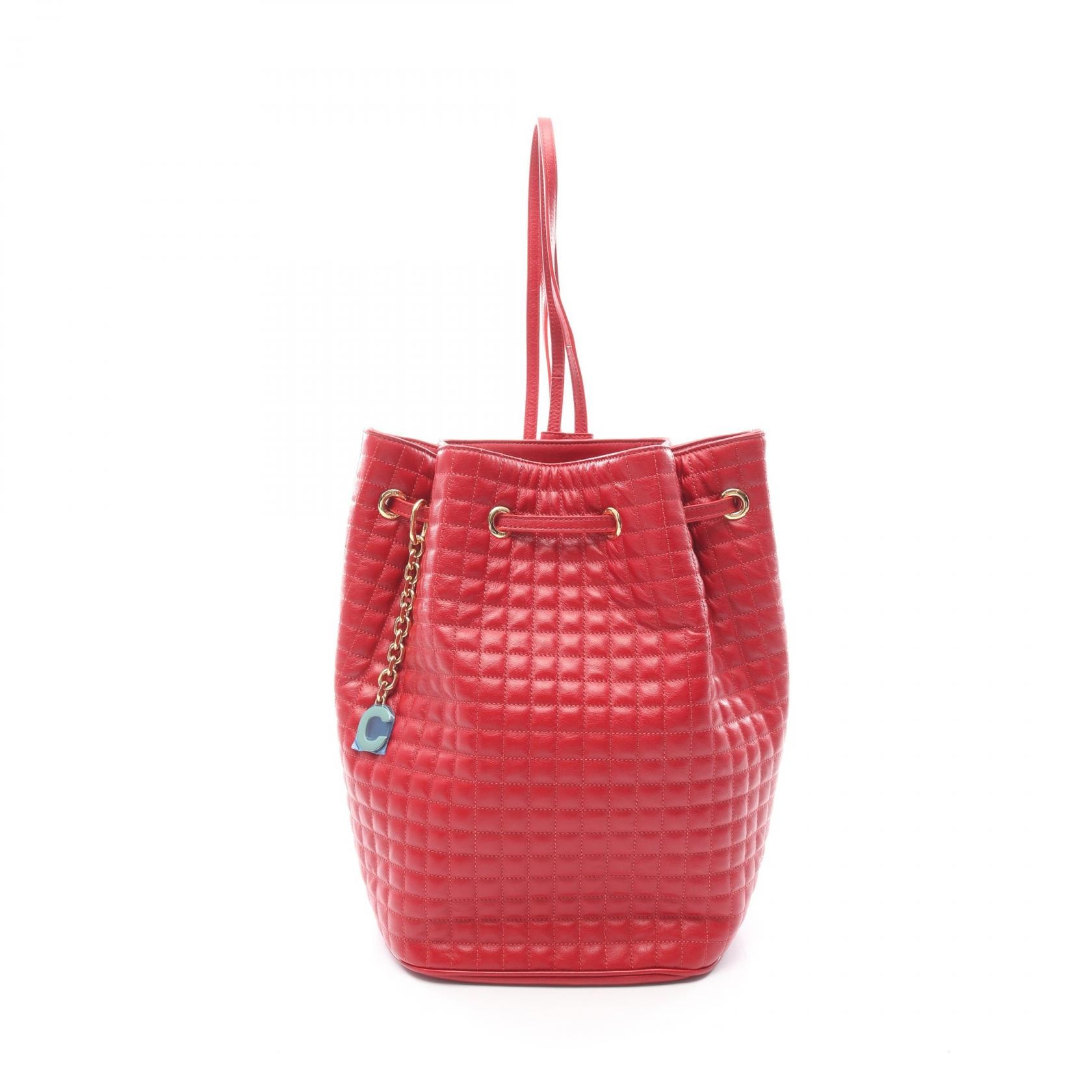 セリーヌ CELINE Cチャーム スモール リュックサック バックパック バッグ レザー レディース レッド系 188373BFI 【中古】