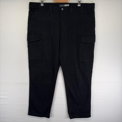 古着 カーハート Carhartt ダック パンツ カーゴ ワンポイントロゴ 大きいサイズ ジッパーフライ W44 L32 ブラック系 メンズ