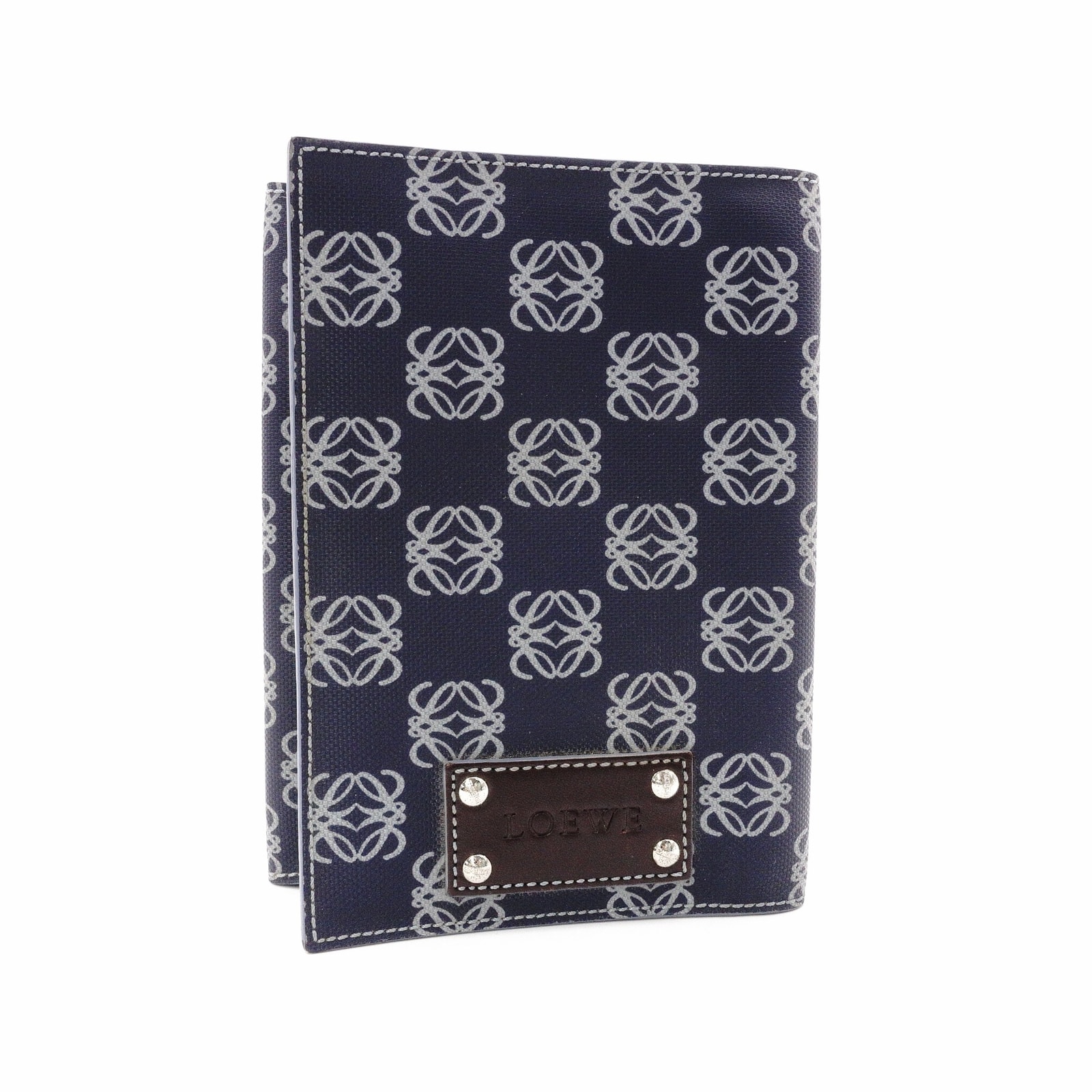 LOEWE ロエベ アナグラム 手帳カバー PVC/レザー ネイビー系 ロゴ