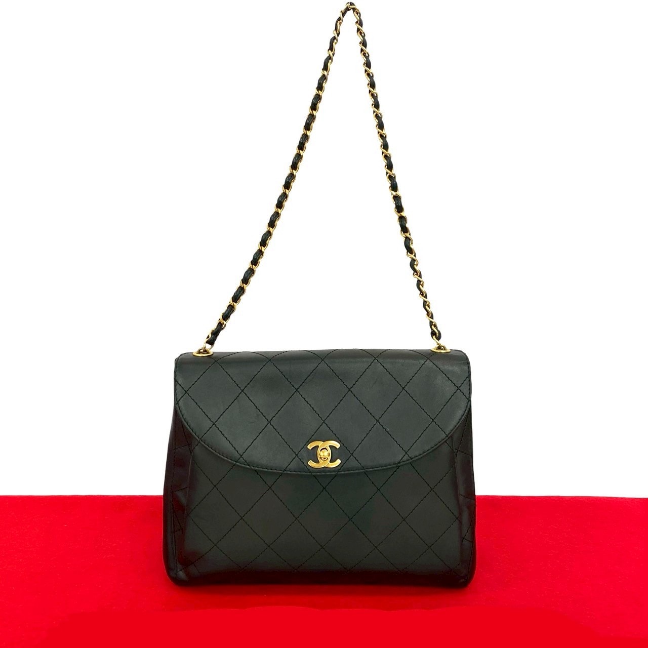 CHANEL シャネル マトラッセ ココマーク ラムスキン ショルダーバッグ ブラック
 -1197