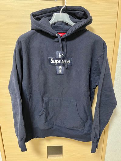 Supreme Cross Box Logo Hooded Sweatshirt "Navy"