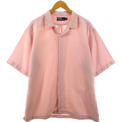 古着 ラルフローレン Ralph Lauren POLO by Ralph Lauren 半袖 オープンカラー リネンシャツ メンズXL相当/eaa549303