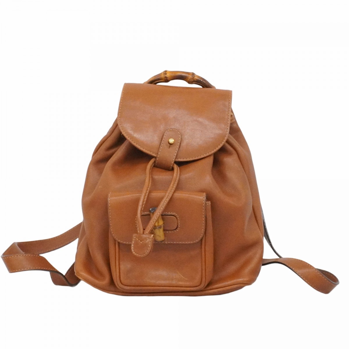 【6eb1058-k】グッチ リュック・デイパック バンブー 003 1956 0030 レザー ブラウン ゴールド金具【中古】レディース