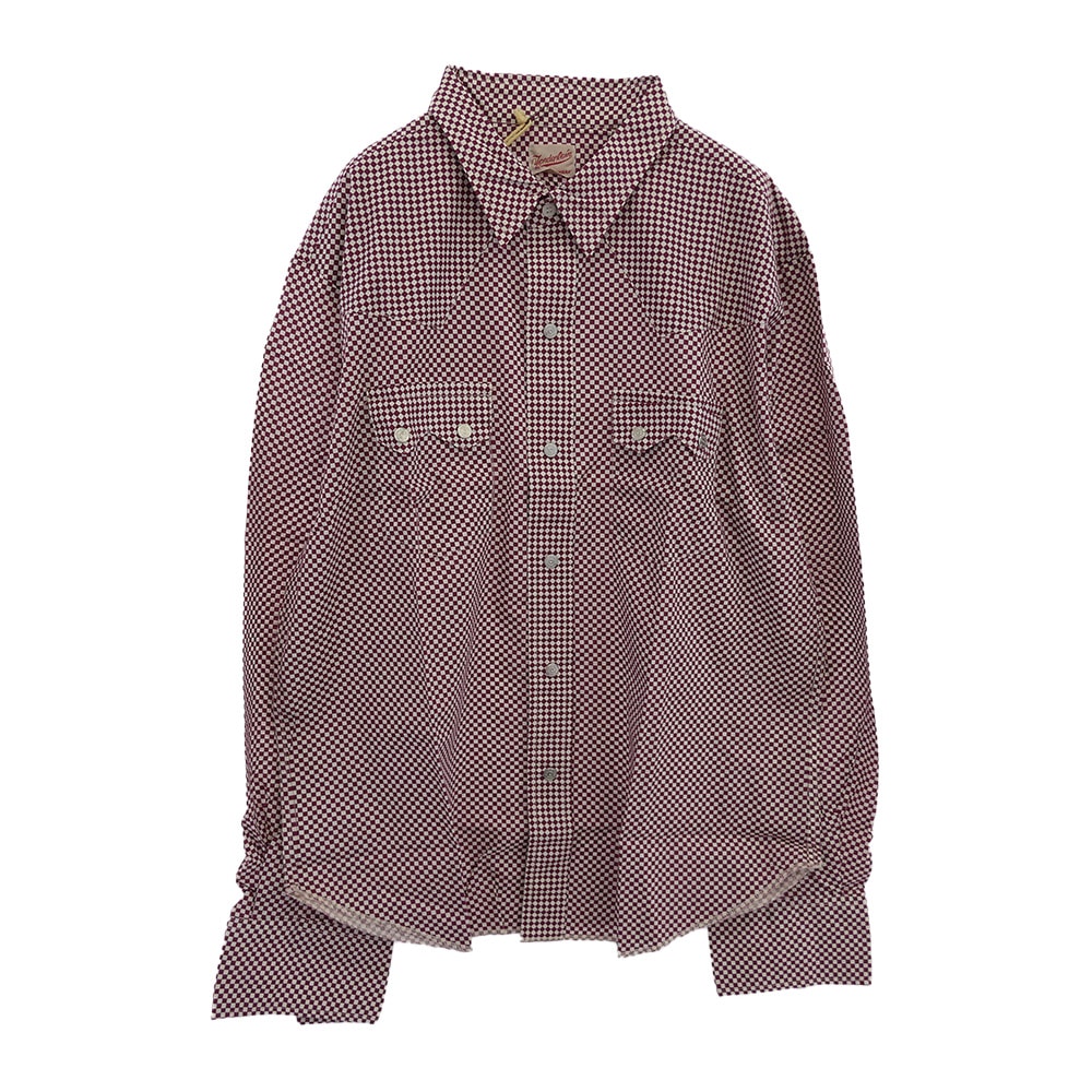 TENDERLOIN テンダーロイン 半袖シャツ T-SADDLEMAN SHT L/S B チェッカー柄 サドルマン 長袖 ウエスタンシャツ バーガンディー エンジ系 M【中古】