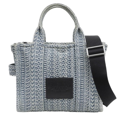 マーク ジェイコブス ウォッシュド モノグラム デニム トートバック レディース ブルー系