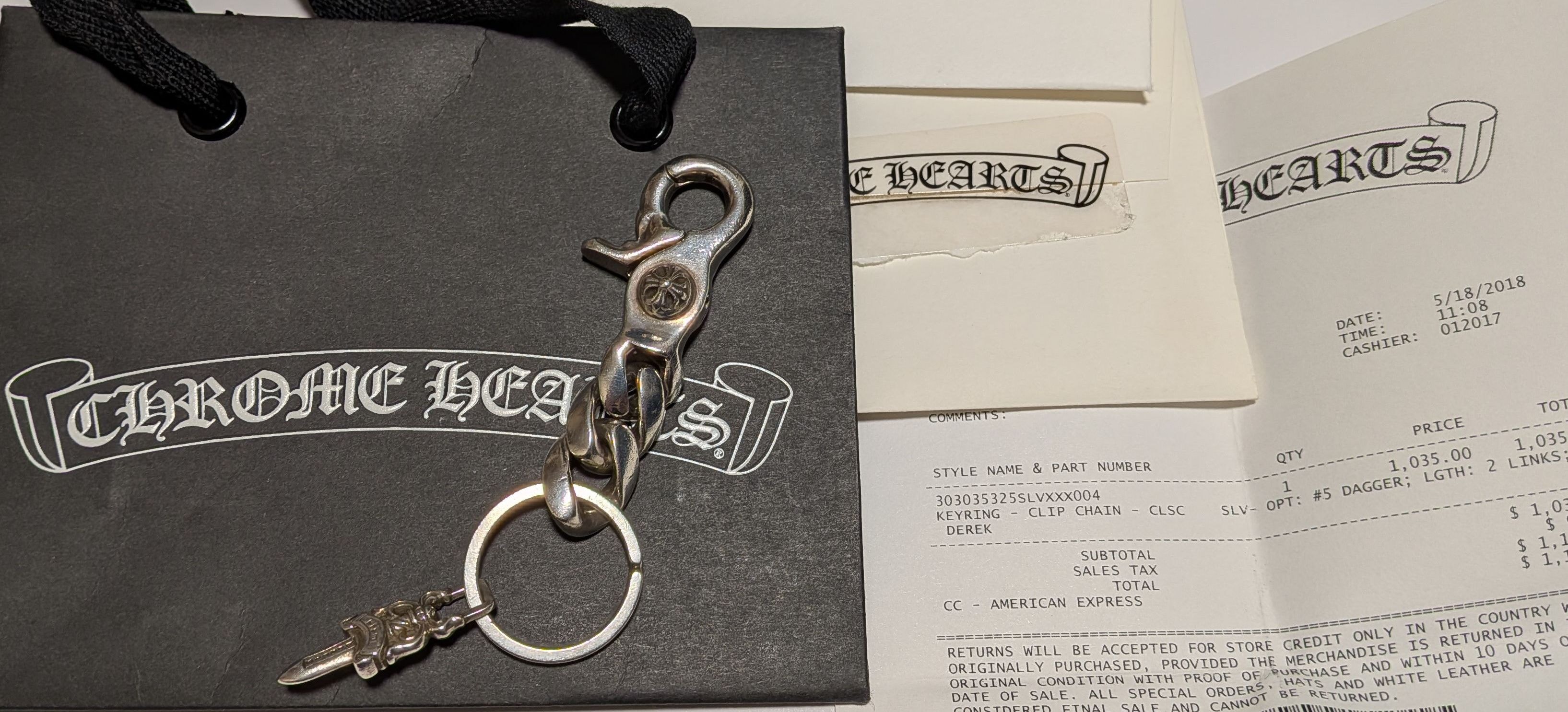 Chrome Hearts Key Ring Classic Link Short / Dagger "Silver"
