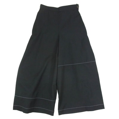 LOEWE ロエベ パンツ S2192280FH サイドプリーツ ワンタック ステッチ デザイン切替 ワイド クロップド パンツ ブラック系 32【中古】